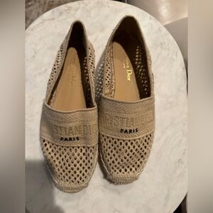 Christian Dior Granville espadrilles Flats Embroidered Mesh Cotton Beige $850